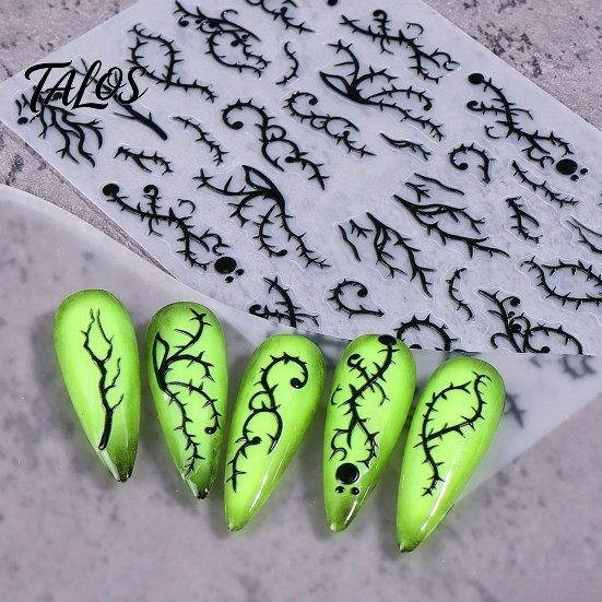 Waterproof Nail Art Supplies Women Stickers for Halloween, Spooky Ghost Pumpkin Spider Web Bat Halloween Theme Decals Thorns Manicure Decal,