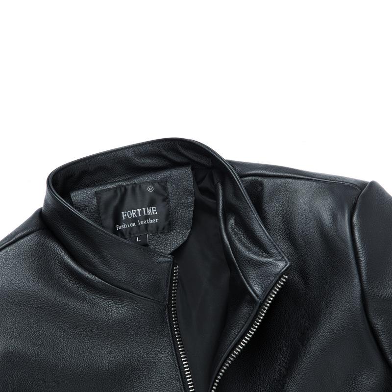 Весенне-осенняя кожаная мотоциклетная короткая кожаная куртка для молодых мужчин — фото 4