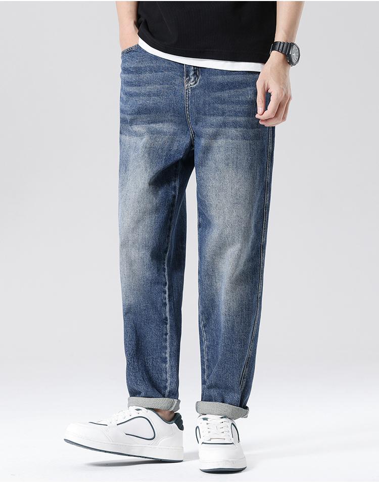 10oz Lightweight Stir Fried Sand Washed Summer Thin Denim Pants for Men