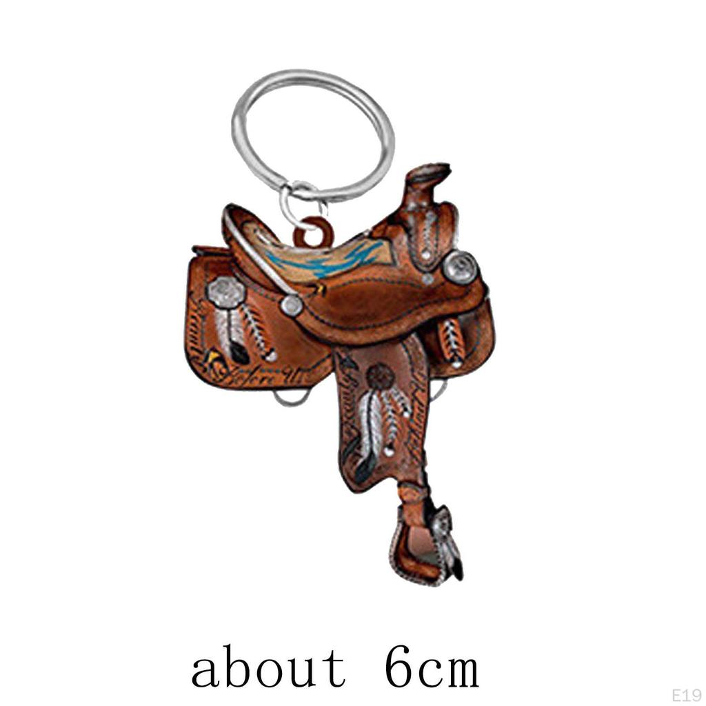 Cowboy Horse Saddle Nøkkelring Creative Auto Rear View Mirror Anheng Dekor Bil Interiør