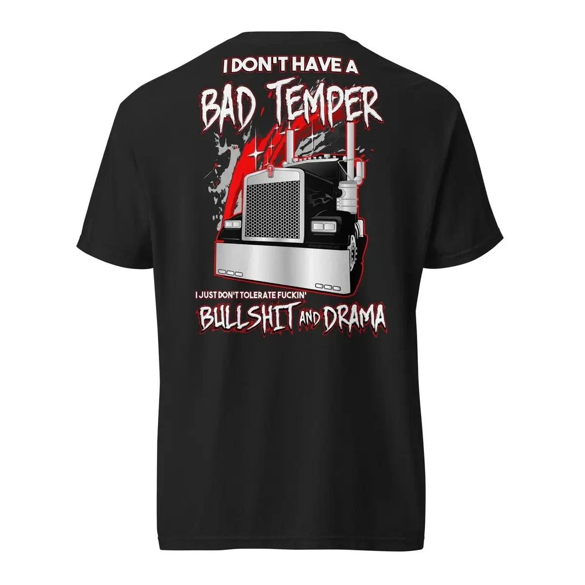 Bad Temper Trucker Funny Semi Truck Driver Graphic T-Shirt XS