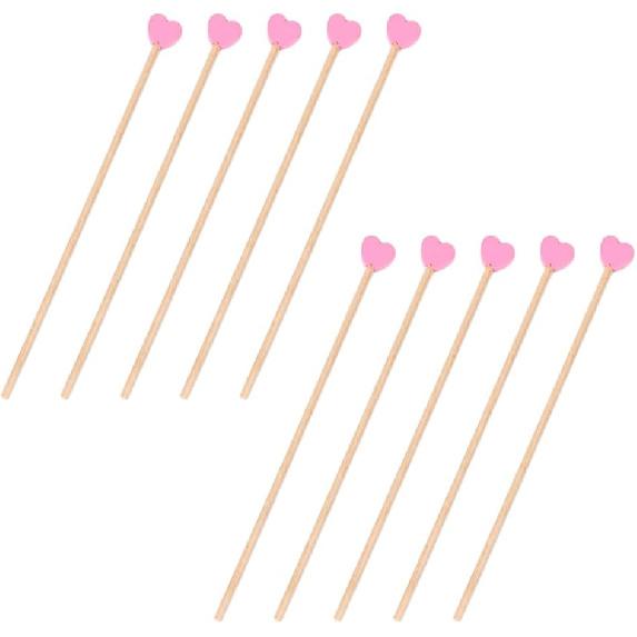 100 штук Одноразовые Деревянные Палочки для Кофе Розовое Сердце Деревянные Палочки для Перемешивания Кофе Деревянные Мешалки Деревянные Палочки-Мешалки для Кофе Коктейля