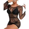 One Piece Sexy Lingerie Black Erotic Dresses  Women Mesh Hollow Sexy Underwear Elastic Tight Fitting Nightgown Sleepwear