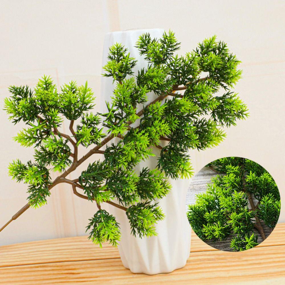 Green Artificial Pine Green Branch Handmade Fake Pine Leaves Simulation Pine Branch  Home