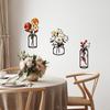 3 Stück/Set Metall Blumenvase Wandskulptur 3D Hohl Eisendraht Pflanzenvase Wandornament Zuhause Büro Wohnzimmer Badezimmer Küche Wandkunst Schild
