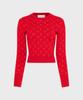 MARINE SERRE (W) Moon Jacquard Knit Fitted Sweater Red