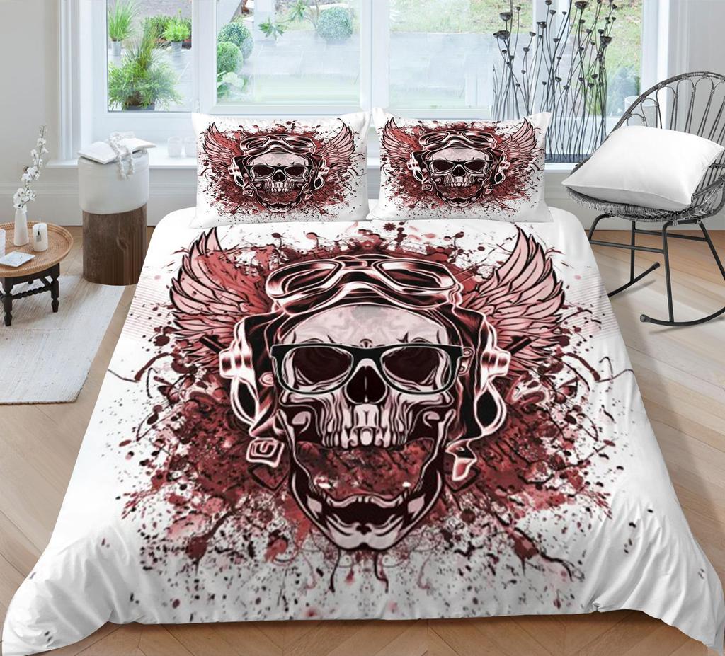 Luxury Quilt Cover Woman Man Use 3D Skull Style Bed Sets Microfiber Double Queen King Size Covers Set Home Textiles