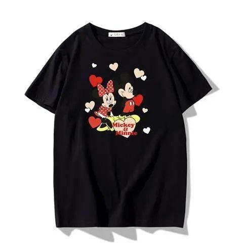 Mickey Minnie 2025 Summer Streetwear Cotton T Shirt for Unisex Women Casual Graphic Tee Cartoon Print Tops Art Can Be