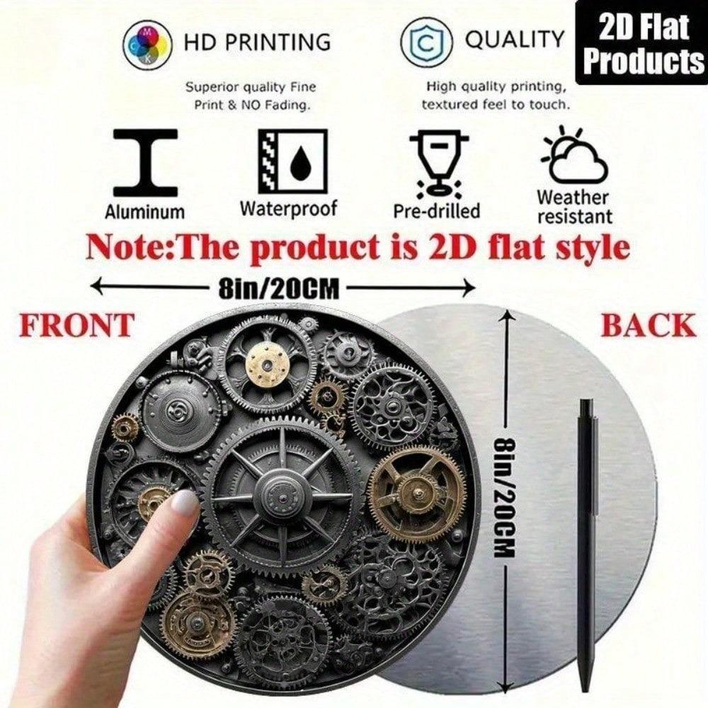 Vintage Industrial Metal Wall Art Mechanical Gears Aluminum Sign Home Office Living Room Decor