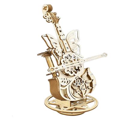 AIJUYE 3D Hudba Drevený Drevený Ručne robený Drevený 3D Vzdelávací Zabíjanie Skladací Remeslo Pre Základnú Školu Horné Violončelo Prázdninový Darček Puzzle, Krabica,