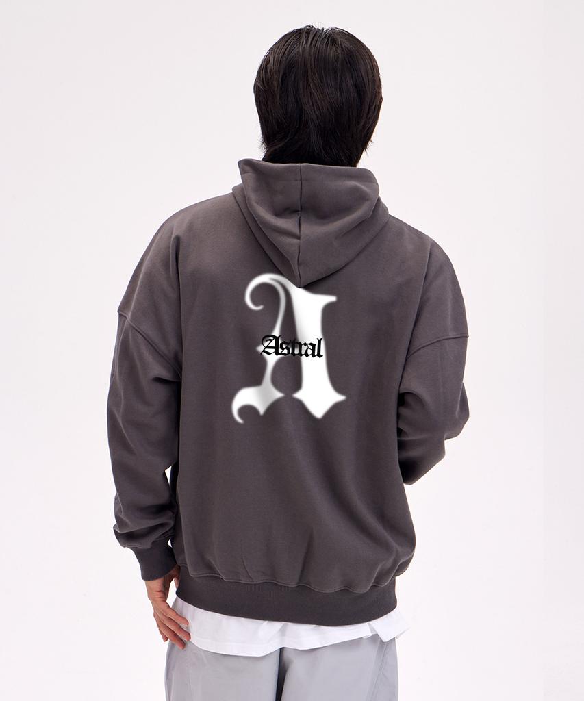 Astral Projection Astral A Oversized Wide Shoulder Zip-Up Hoodie_Charcoal