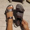 Summer women's flat bottomed belt buckle lightweight open toe sandals