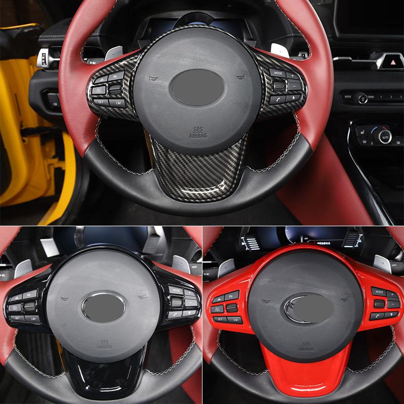 For Toyota GR Supra A90 - ABS Carbon Fiber/Black Car Steering Wheel Decorative Frame Sticker Car Interior Accessories