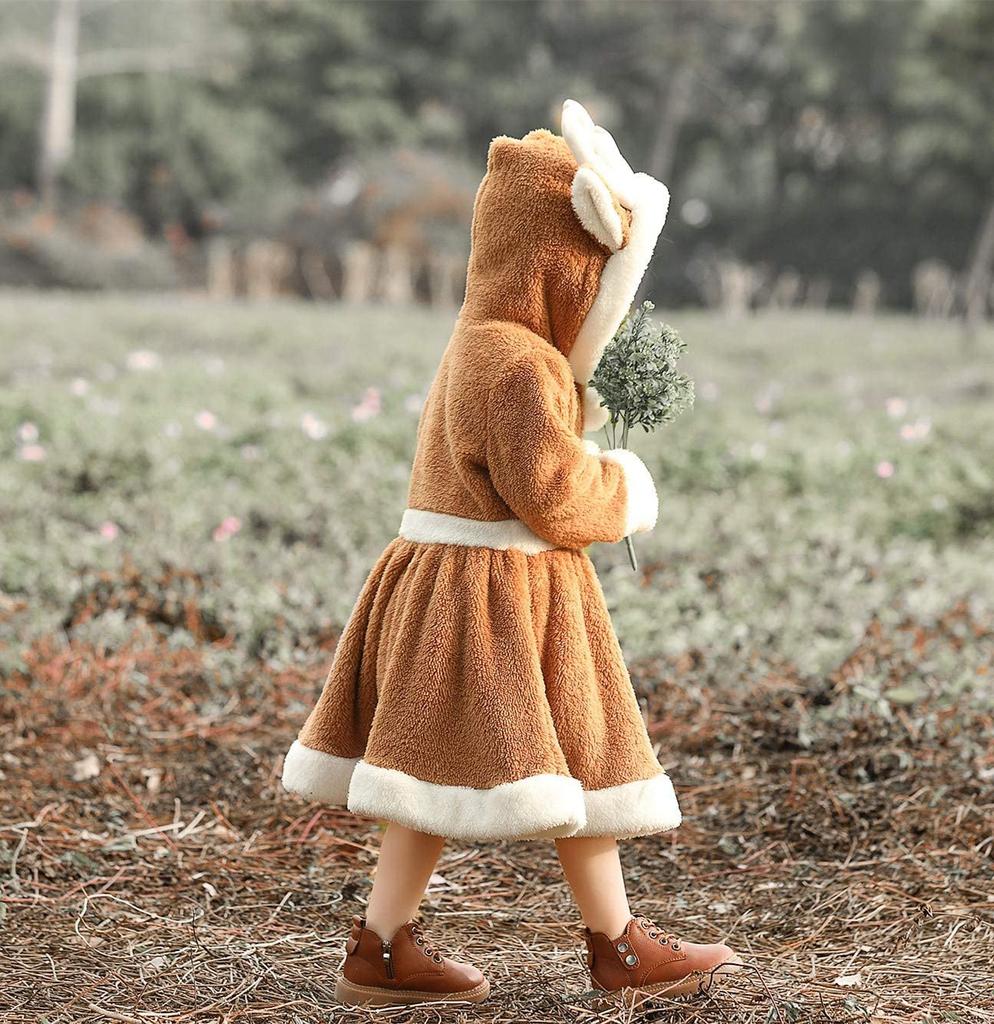 Cute Fluffy Reindeer Cosplay Kigurumi for Reindeer Santa New School Festivals L Girls, Dress, Costume, Parent-Child Outfit, Christmas, Halloween,