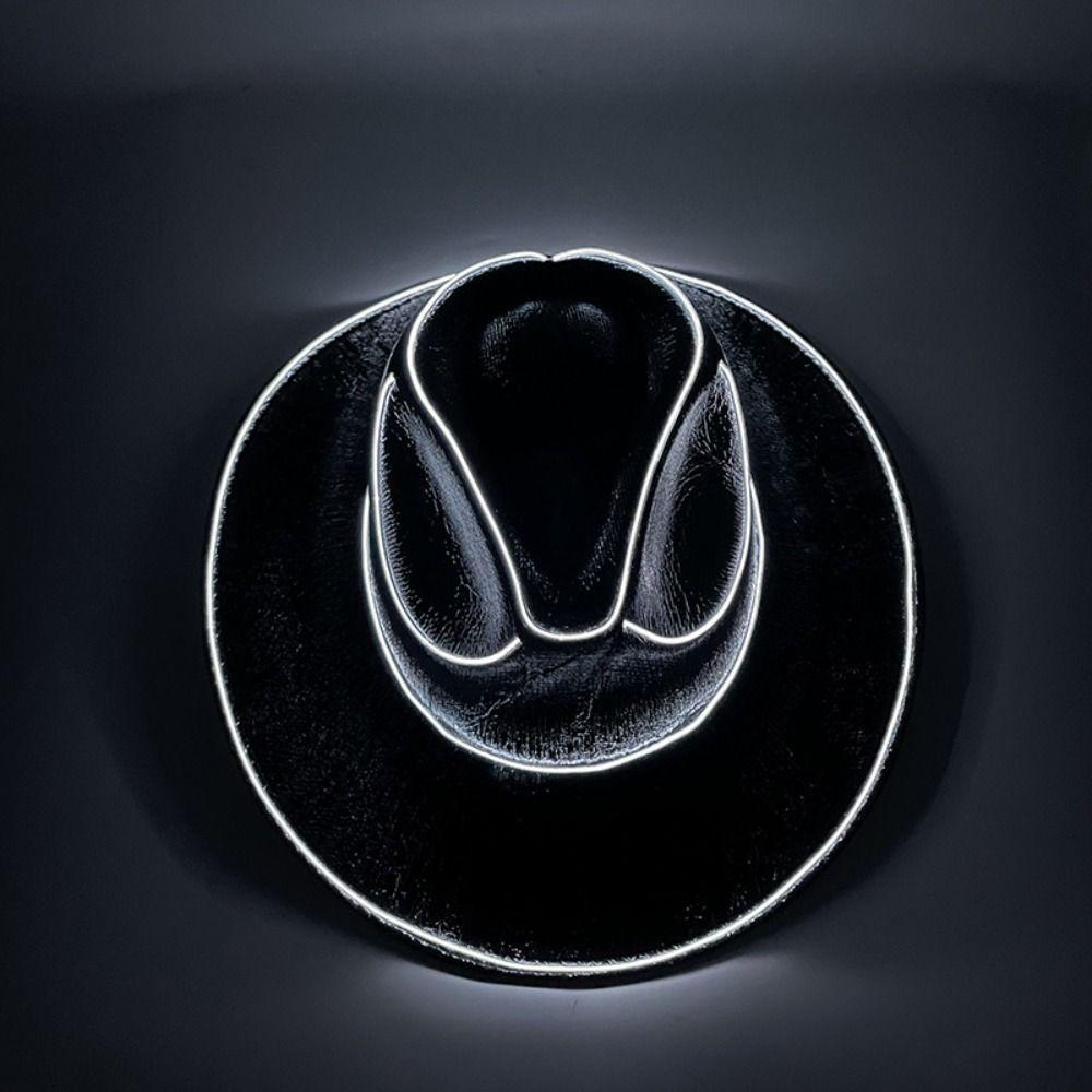 Pearlescent LED Luminous Cowboy Hat Cosplay Party Hats Western Cowboy Hat  Bachelorette Party