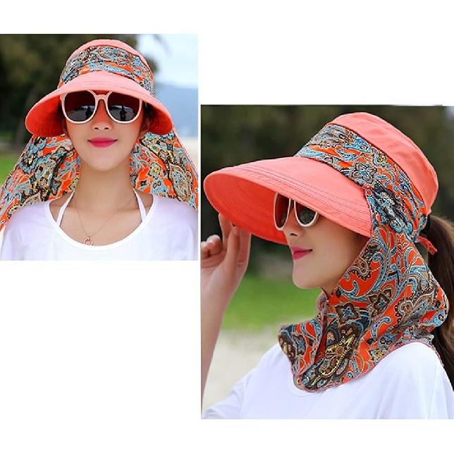 Women's Multifunctional UPF 50+ UV Sun Protection Waterproof Breathable Face Neck Flip Folding Sun Hat