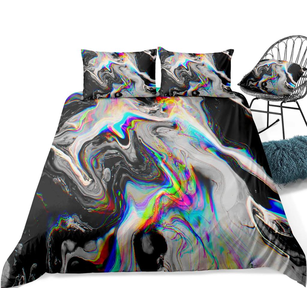 Spiral Swirl Bedding Set Psychedelic Bohemian Stylish Trippy Pattern Comforter Cover King Queen Mandala Geometric Duvet Cover