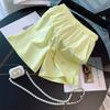 2025 Summer Yellow Peach Heart Embroidered Slit Shorts & Top Women's Leisure Sports Set
