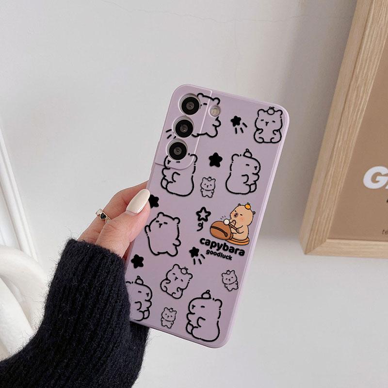 Cartoon Capybara Cute Phone Case For Samsung Galaxy S26 S25 Ultra S24 S23 S22 Plus S21 S20 FE S26Ultra A37 A57 5G Silicone Cover