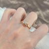 Unique  Rose Gold Color Crystal Flower Ring For Women Luxury Natural Zircon Accessories Ethnic Vintage Daily Jewelry