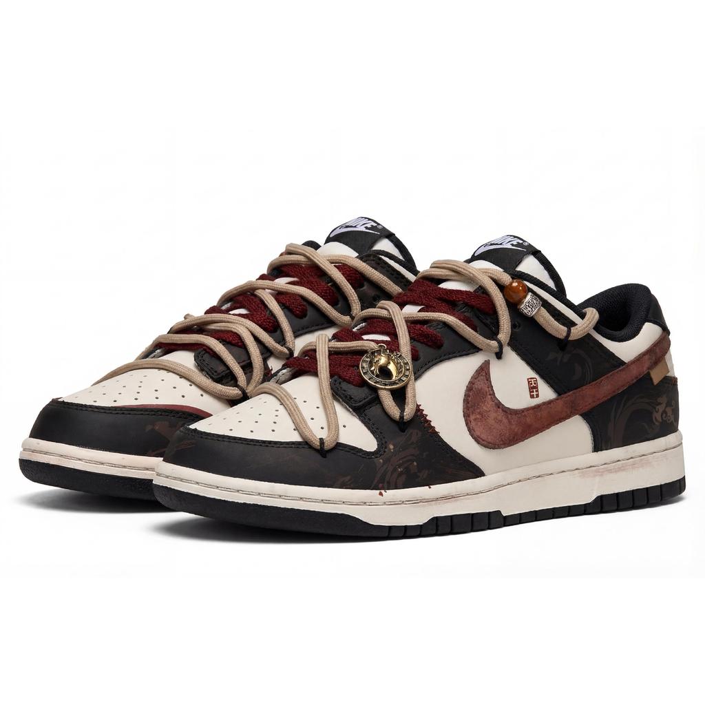 Nike Dunk Motif Rouge Noir Jais MONE Fabrication Cuir Antidérapant, Résistant à l'Abrasion, Léger HF5441-100(Équipe 177-)