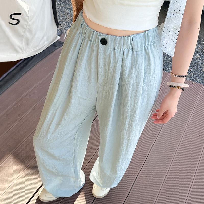 Lyocell ice silk linen straight-leg pants women's summer thin loose wide-leg pants high waist cotton and linen ice casual pants women
