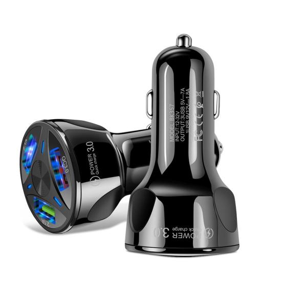 QC3.0 Fast Charging Car Charger 3-in-1 USB Charger Adapter for Mobile Phones