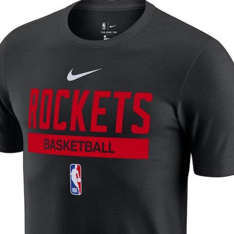 Nike Houston Rockets Letter Logo Round Neck Short Sleeve T-Shirt Men T-Shirt Black DR6465-010