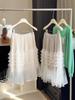 Spring/Summer 2026 Women's Korean Style Layered Ruffle Patchwork Midi Skirt