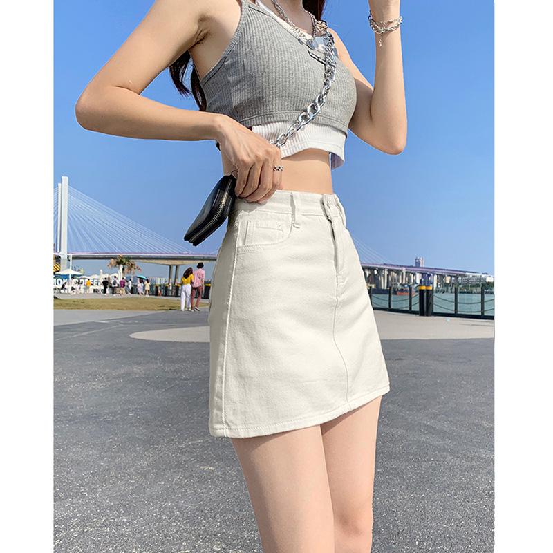 Women's White A-Line High Waist Denim Skirt - Summer 2025 Collection
