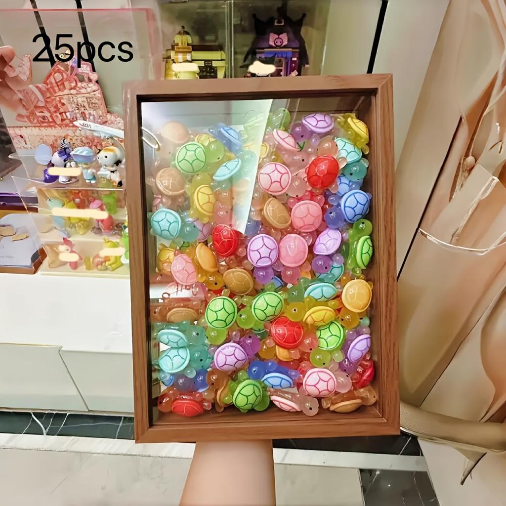 

25pcs Glow-in-the-Dark 3D Turtle Figurines - Colorful Translucent Plastic Decorations for DIY Crafts, Party Favors,for Halloween, Easter, Thanksgiving 25 pieces in random colors