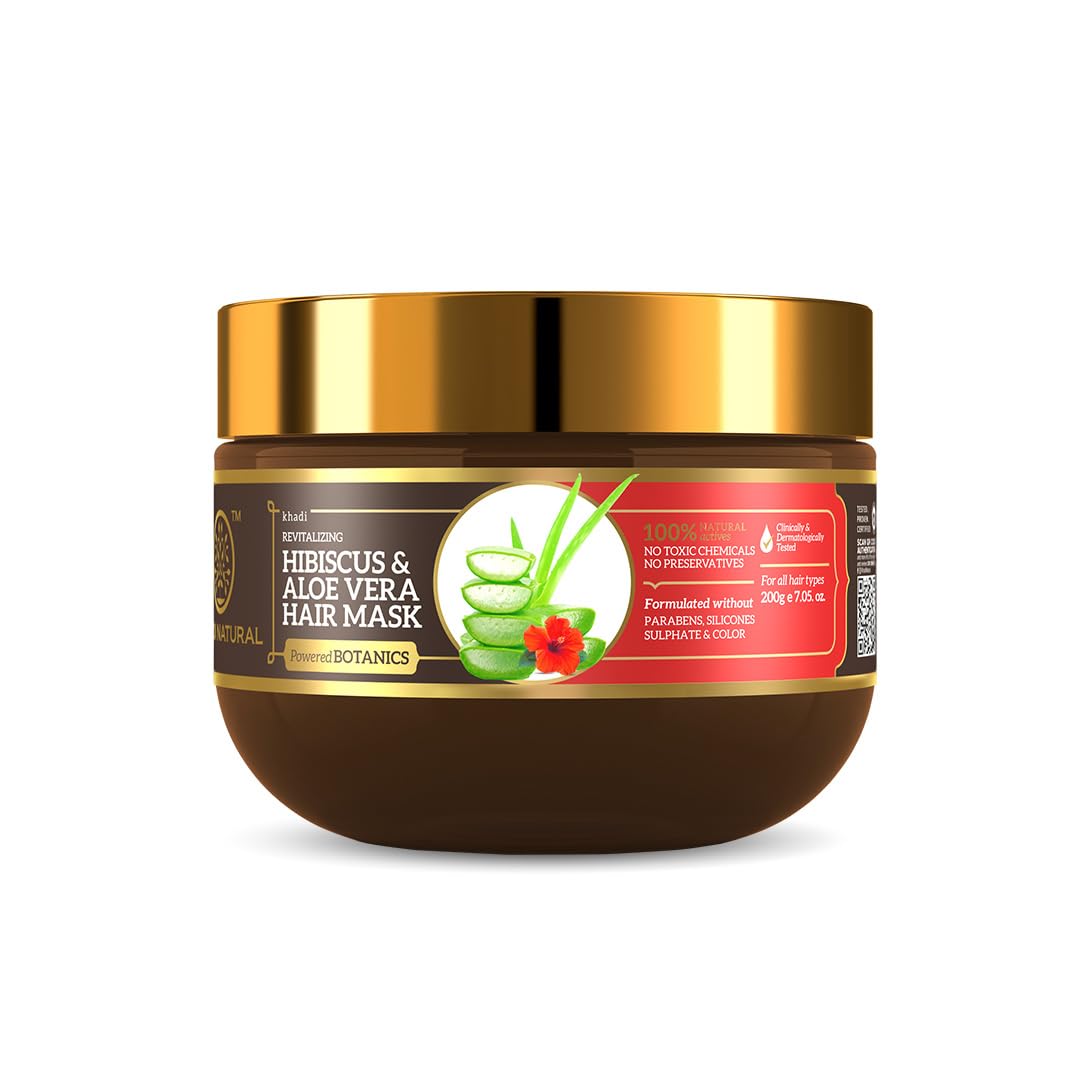 

Khadi Natural Powered Botanics Hibiscus & Aloe Vera Hair Mask 200 gm Deep Nourishing Repair Treatment