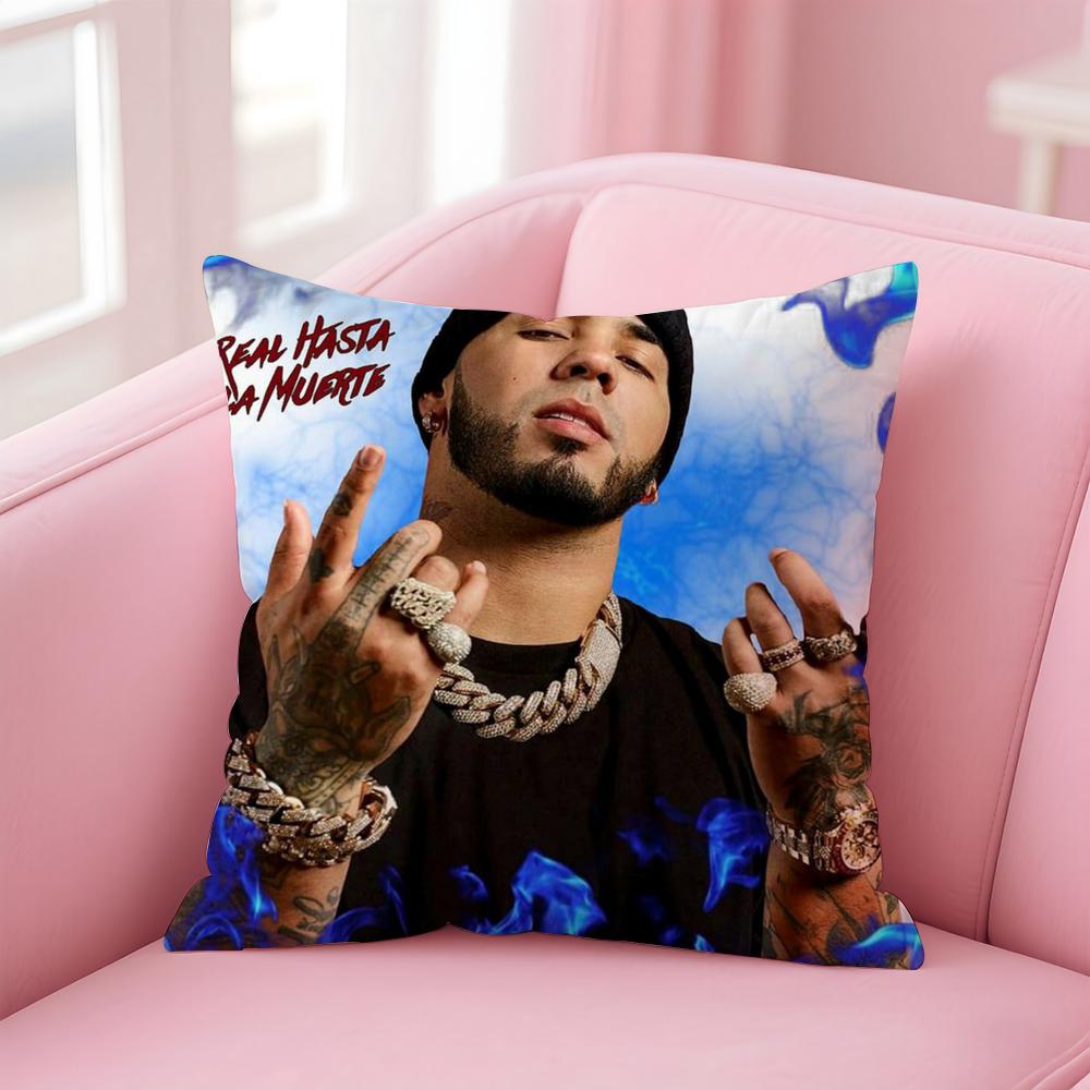 AAnuel AA Las Leyendas Nunca Mueren Rapper Cushion Cover Linen Pillowcase Cover Soft Decor for Sofa Home Room 30x30cm