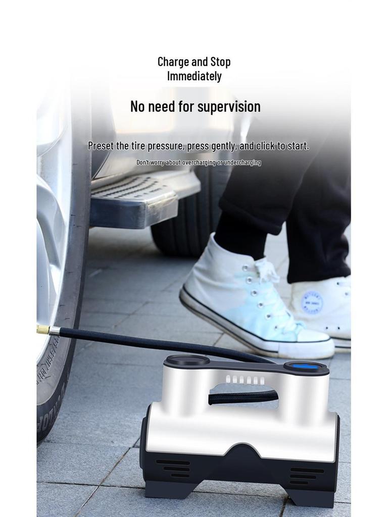 Portable 12V High-Power Electric Tire Inflator for Cars and Sedans