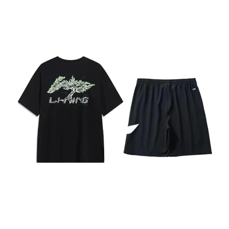 

Li Ning Принт логотипа «Дерево» Модный Приятный к коже Удобный Пуловер с круглым вырезом Простой Универсальный Повседневный Спортивный костюм Унисекс костюм AHSU973-2+YKSV197-2 XL