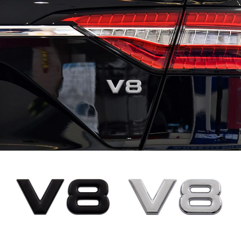 Auto Metal Alloy 3D V8 Logo Engine Displacement Trunk Rear Car Badge Decal Chrome For V8 Side Wing Emblem Sticker Car Styling