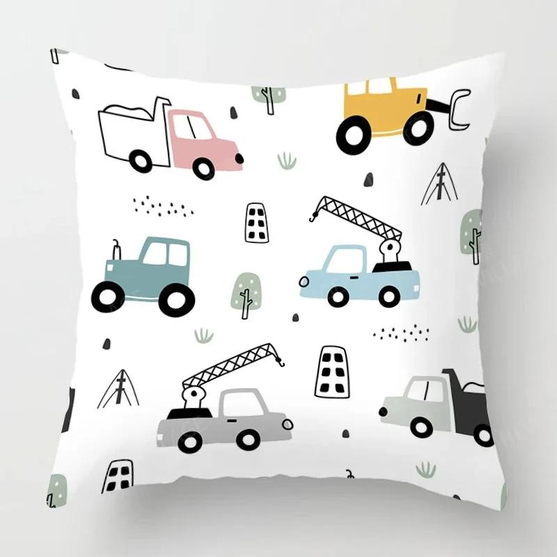 Cute Childlike Suitable for Children Type Square Cushion Cover Polyester Sofa Bedroom Living Room Pillowcase Decoration