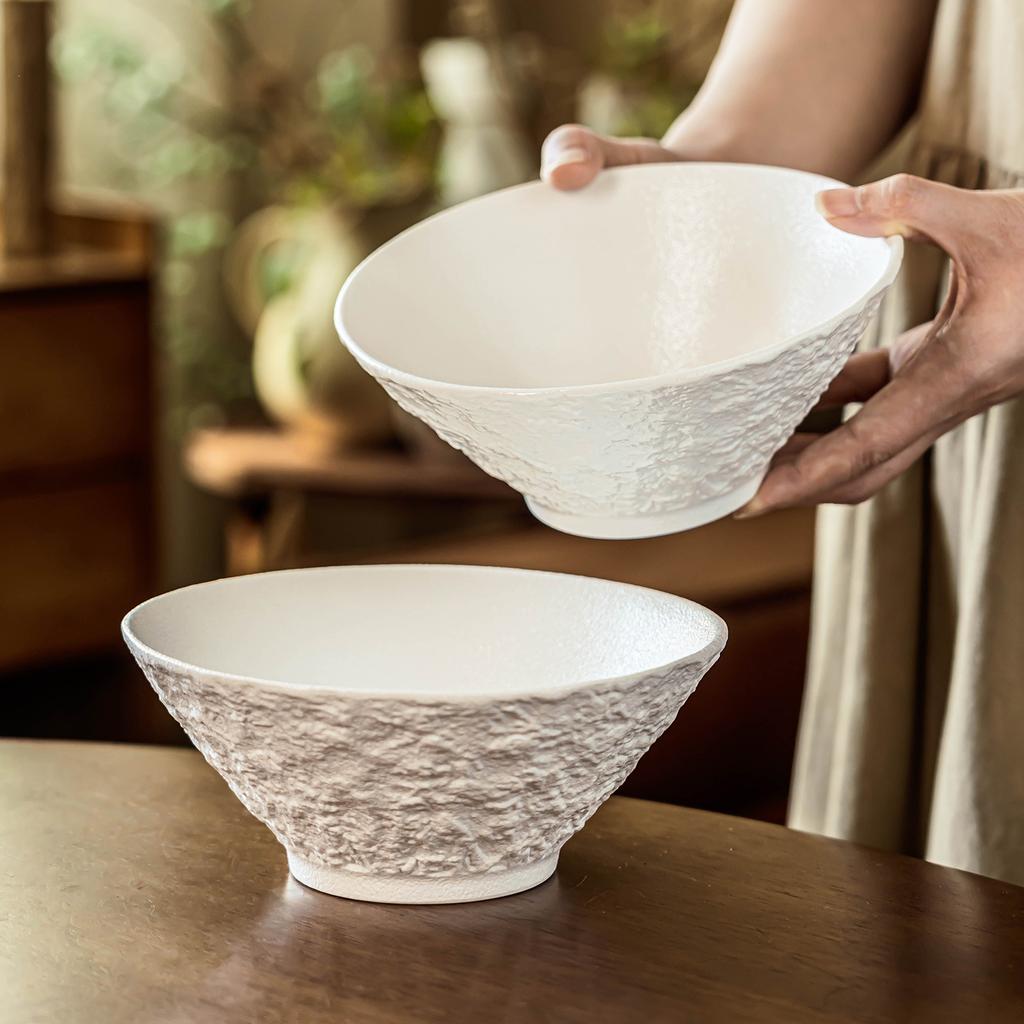 Ramen Bowl Light Luxury Rock Pattern Ceramic Bowl Bowl Tableware Japanese Hat Bowl Household Premium Soup Bowl Vegetable Bowl