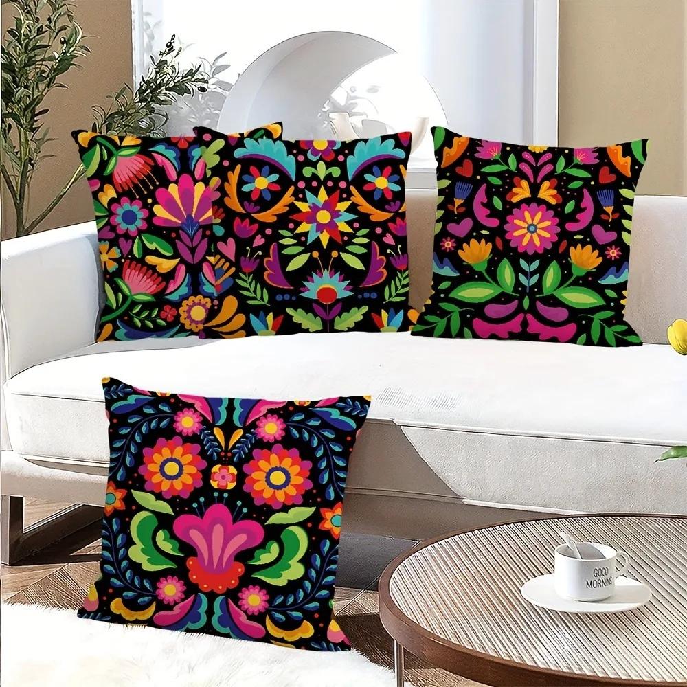Floral pattern printed pillowcase Mexican style home furnishing room decoration cushion cover living room sofa cushion cover
