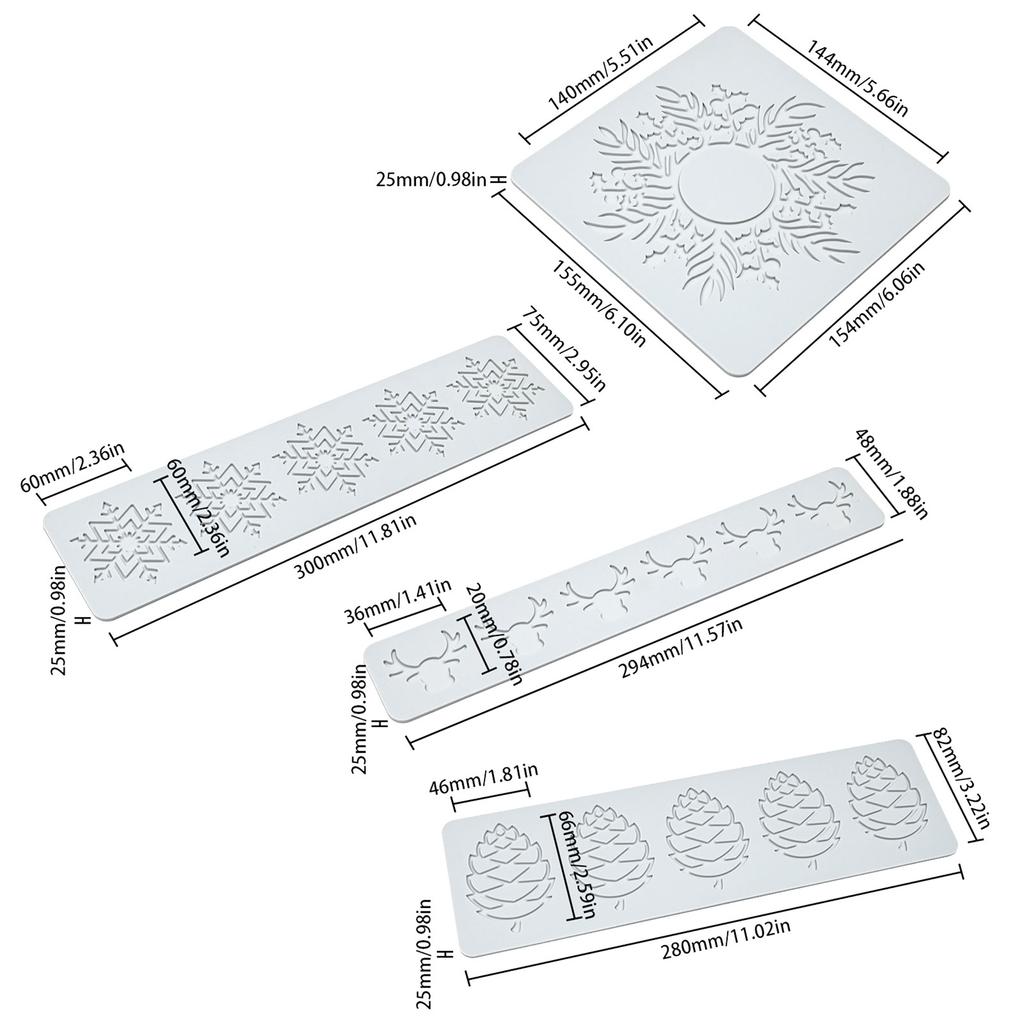 Christmas Cake Decors Christmas Lace Mats Silicone Lace Molds Silicone Lace Pad Suitable for Parties and Celebration