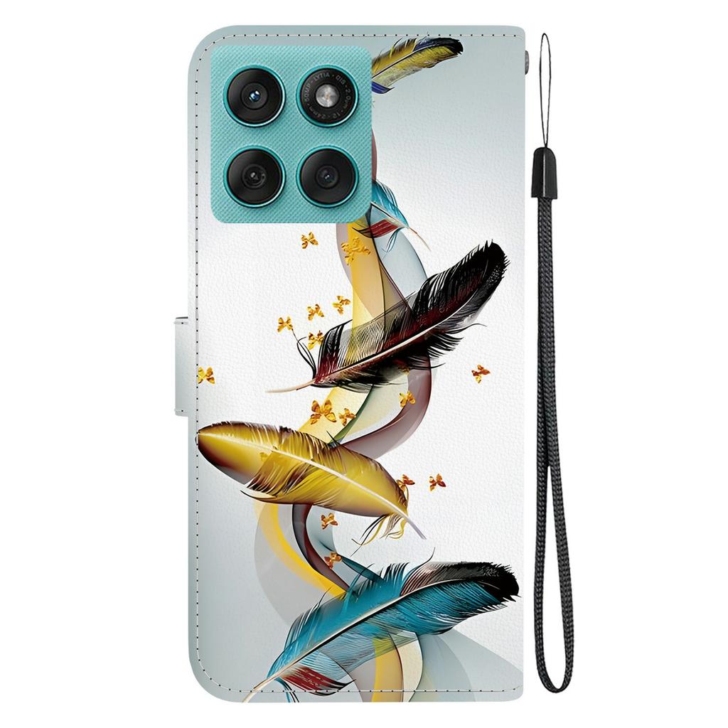 For Motorola Edge 60 5G/60 Fusion 5G Etui Mønstertrykk Anti-Fall Lær Flip Lommebok Telefondeksel med Lanyard