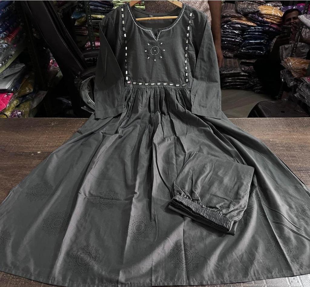 Indian Designer Pure Cotton Kurta Pant Set Women Bollywood Top Tunic Kurti Dress