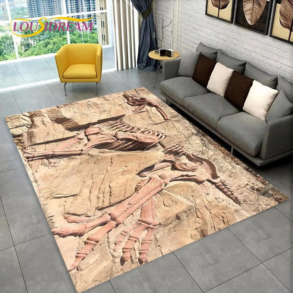 3D Zvířecí Dinosauří Fosilní Série Oblastní Koberec, Kobercový Koberec pro Domácí Obývací Pokoj Ložnice Pohovka Vstupní Rohožka Kuchyňská Dekorace, Protiskluzová Podložka na Podlahu