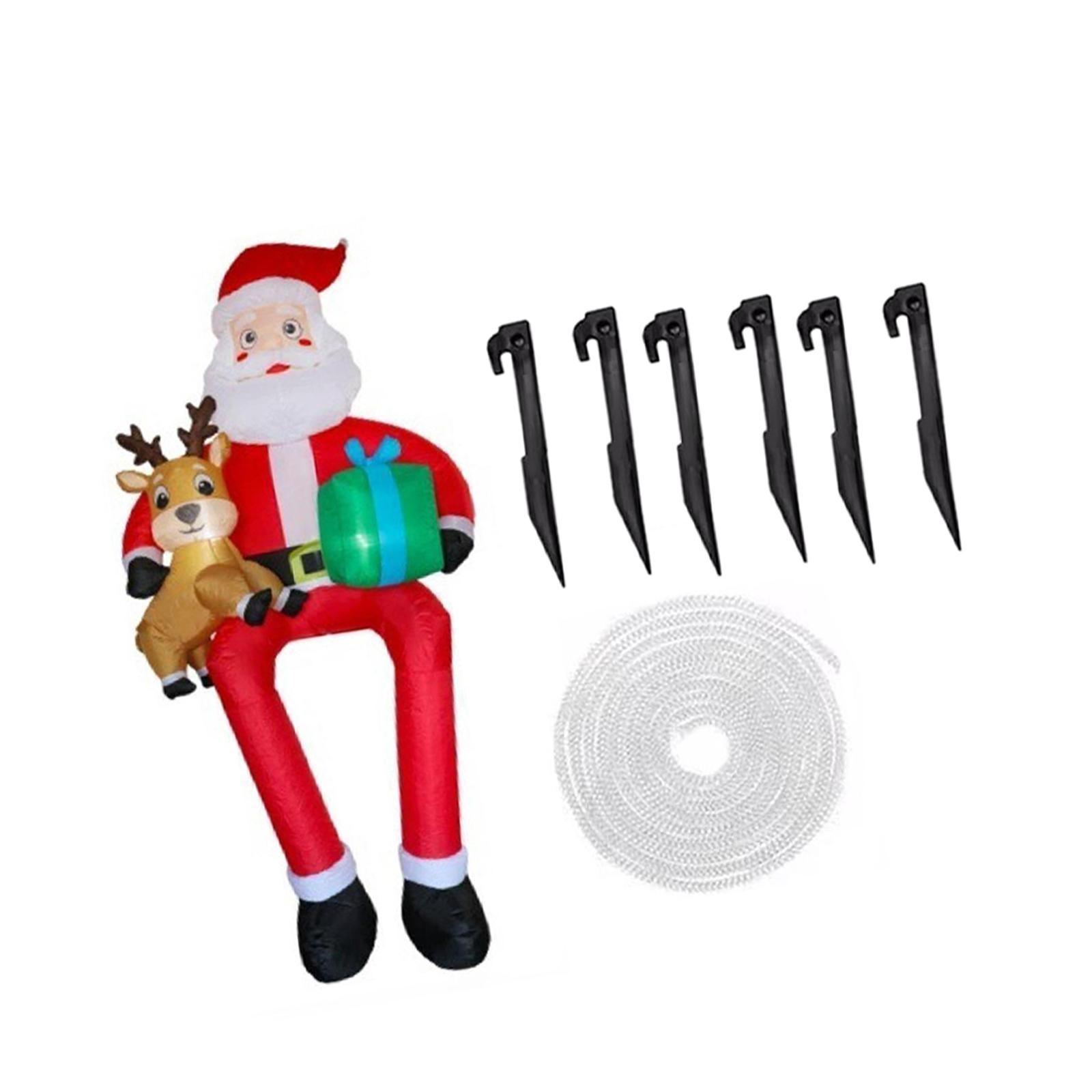 

Giant Inflatable Santa Claus Christmas Rooftop LED Gift Bag Hanging Decoration for Outdoor Window Wall
