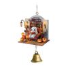 Ghost Reading Book Halloween Ornament 2D Flat Ghost In Reading Nook Hanging Decoration with Bell Window Hanging Wind Chime for Home Decor