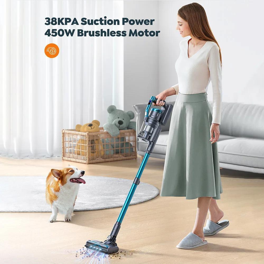 VC60 Convenient Smart Cordless Vacuum Cleaner, 38kPa Suction, 55min Runtime,  Smart OLED Display, 7*2500mAh lithium battery, 4-5 Hours charges