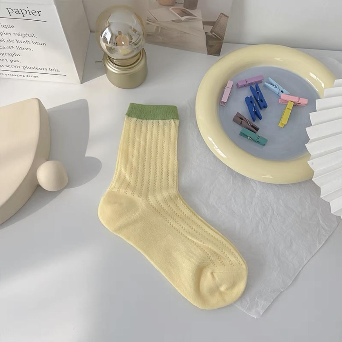 

1 пара женских длинных носков-трубочек, весенне-летние носки, милые кружевные тонкие дышащие спортивные носки, носки ярких цветов