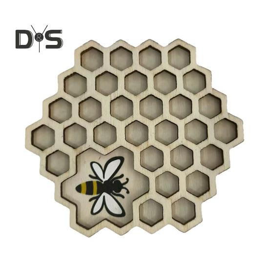 

Подставки под стаканы в виде сот из шестигранной древесины с гравировкой пчелы, термостойкие, для декора стола, для бара и дома