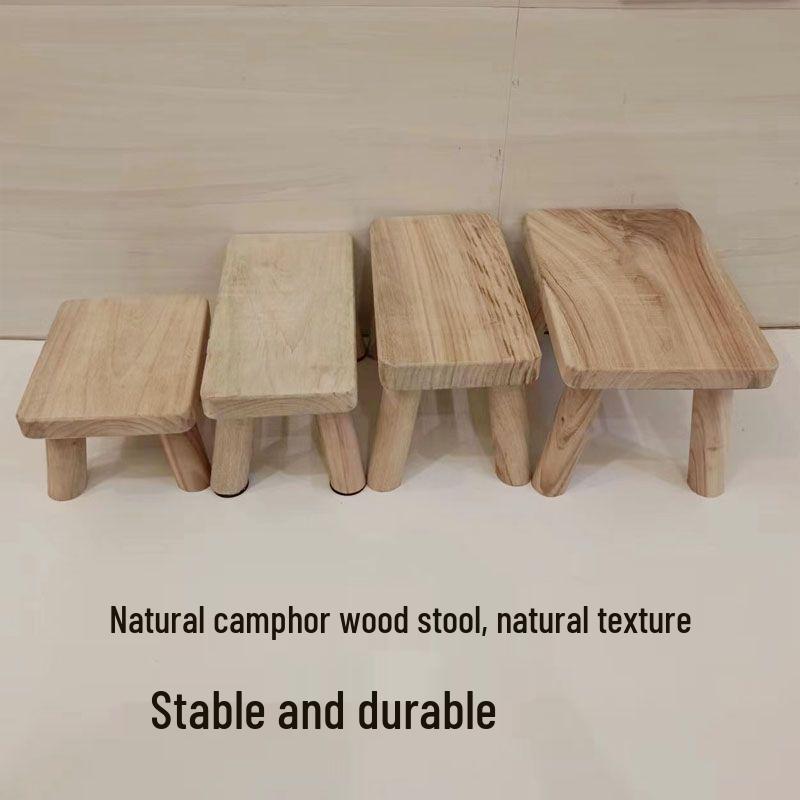 Custom Solid Camphor Wood Footstool for Living Room or Office.