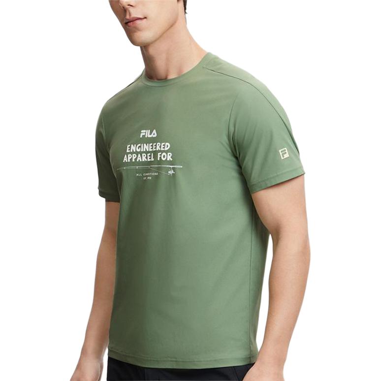 Fila Outdoor Letter Round Neck Breathable Short Sleeve T-Shirt Men T-Shirts Alkaline-Green A11M427112F-GN
